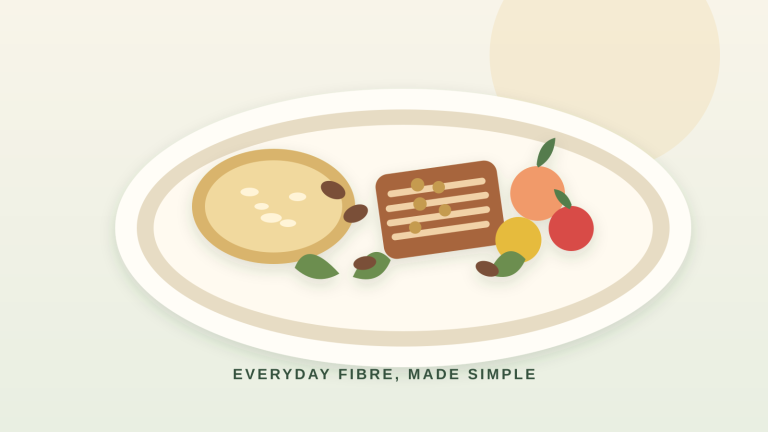 5 Everyday Food Swaps That Add More Fibre to Your Meals Oats, whole-grain bread, beans, fruit and vegetables arranged as fibre-rich meal ingredients.